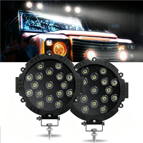 Black 2-Pack Dual LED Flood+Spot Combo Work Light Pods, 7-in 51W 2500lm Metal Aluminum Alloy Automotive Car Lights, 12V/24V Vehicle Driving Car Accessories,sohochic