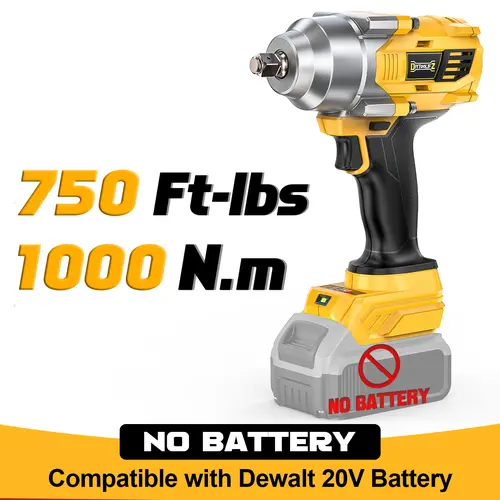 750Ft-lbs (1000N.m) Impact Wrench 1/2 inch Compatible with Dewalt 20V Battery (Battery NOT Included!), High Torque Brushless Impact Gun with 4-Mode Speed toolupgrade