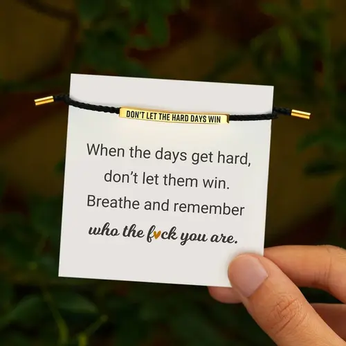 Don't Let The Hard Days Win Inspire Bracelet - Stainless Steel & 18k Gold Plated Braided Design with Engraved Message - Adjustable Up to 10"