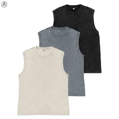Arssm 3-Pack Acid Wash Tank Tops – Unisex Sleeveless Cotton Muscle Tee & Cut-Off Loose Fit Vintage Streetwear for Summer Layering & Casual Outfits