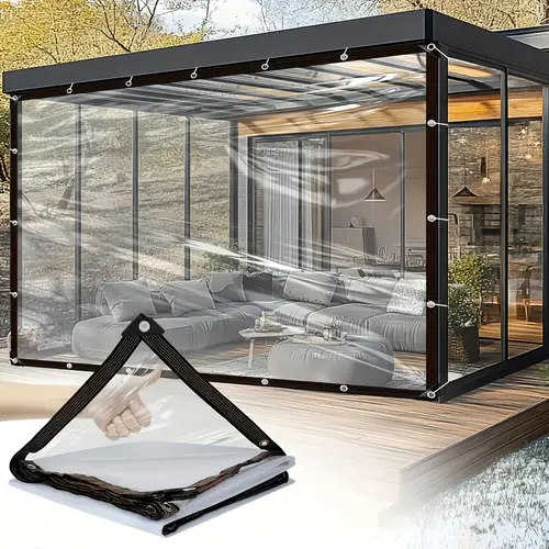 10 x 13ft Heavy-Duty Waterproof Clear Tarp with Grommets, Insect-Resistant, Snowproof, Rainproof, Durable Transparent Rainproof Cover for Outdoor Garden, Patio, Chicken Coop, Greenhouse, Camping & Temporary Shelter, Burning Man
