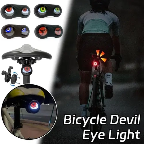 BougeRV Dynamic Devil Eyes Bike Tail Light - 1pc LED Bike Accessory with Bracket, USB Rechargeable, Waterproof Design, Multi-Color Modes, DIY Personalization, Customize Your Light Display, Smart/Ebike Compatible, Easy Installation, All Seasons