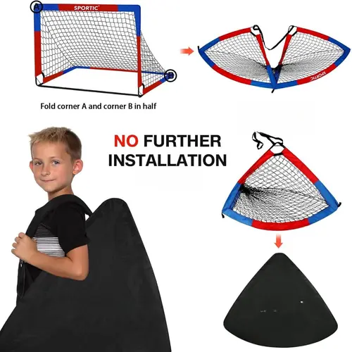 2 Pack Pop Up Soccer Goals 4x3FT Practice Net Carry Bag Ground Pegs Backyard Field Court Indoor Outdoor Park Multi Surface Training，#Summervibes