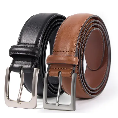 VATAN Men's 2-Sets Heavy Duty Genuine Cow Hide Stretch Belts - Sequin Decor, Hook Buckle, Adjustable Leather Accessory, Gift-Ready Duo for Party, Daily Wear,sohochic