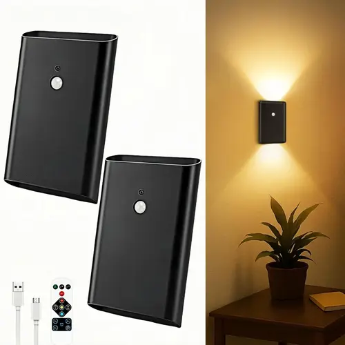 SohoChic 2-Pack Rechargeable Smart LED Night Lights - 5000mAh Motion Sensor Wall Sconces, Magnetic Metal Fit, Auto Shut-Off, Adjustable Modes, LED Corner Lamp, Mood Lighting, Night Light for Kids, Indoor Wireless for Bedroom