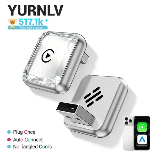 Yurnlv 2026 Wireless carplay Adapter for iPhone/Android - Hands-Free Call wireless adapter Electronic Charger carplay dongle