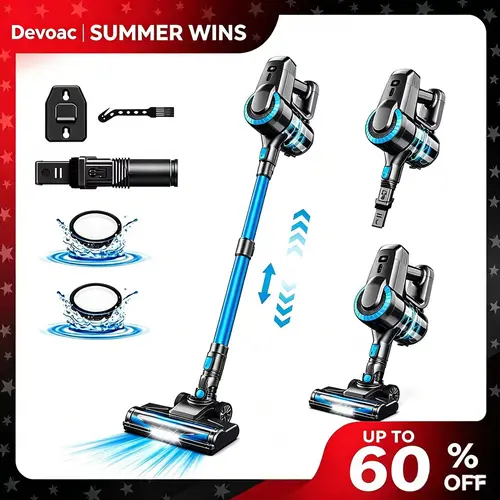 [Stockup] Devoac Cordless Vacuum Cleaner,8-in-1 Rechargeable Stick Vacuum,Up to 40mins Runtime,Powerful Suction,Lightweight,Versatile for Hardwood Floors\Car\Carpets\Pet Hair,back to school,back to school haul,sohochic