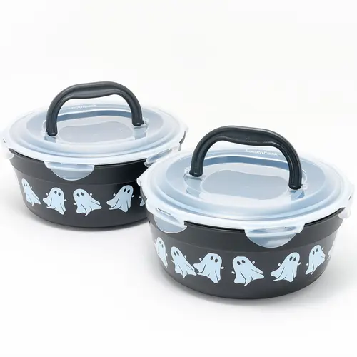 LocknLock Set of 2 Halloween Candy Bowls w/ (2) Handle Lids