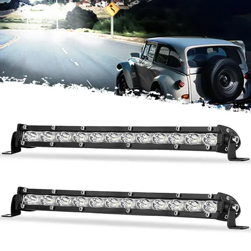 DIBMS  Led Light Bar 14in Signal Row Light Bar [14in w/Bracket] 40W Spot Flood Combo Off Road Light, Waterproof Slim Light Bar for SUV Jeep ATV Boat