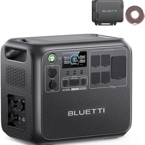 BLUETTI 2‑KWh Series LFP Solar Generator AC200L / Elite 200V2, Charger 1&2 Shipped Separately, 3.6H Car Fast Charge for RV Road Trip & Power Outage