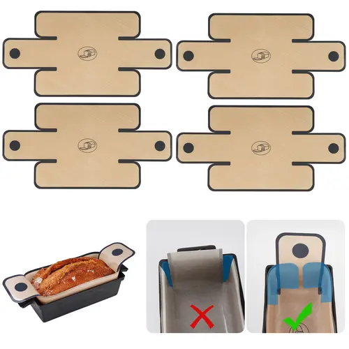 NiHome 4-Pack Reusable Nonstick Silicone Bread Loaf Pan Liners - Durable Fiber, Eco-Friendly, Leak-Proof, Handles, Folded Corners, Multi-Size for 9x5,9.5x5,10x5 in Pans, Dishwasher Safe Baking Utensils