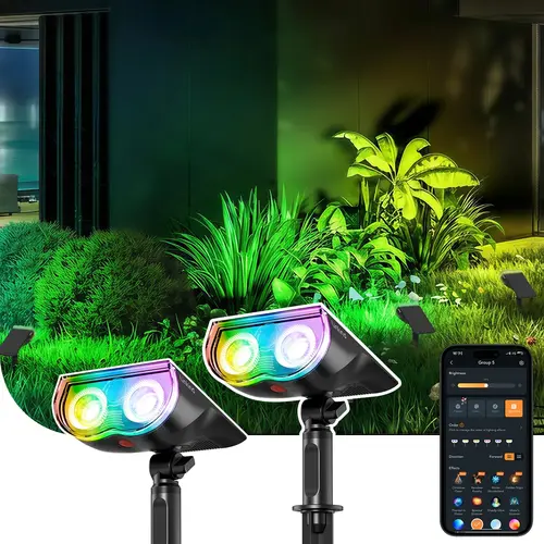 [Summer Vibes] Linkind SL5C Smart Solar Outdoor Spotlight, Solar Charging WiFi LED Light with App Control, Color-Changing Cool-Warm White, IP67 Waterproof, Music Sync, USB-C Backup, Easy Upkeep Spotlight Flood for Yard Garden All Occasions