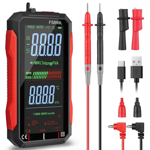 ADESKE True RMS 6000-Count Compact Digital Multimeter - USB-Rechargeable, Auto-Ranging, NCV Voltage Tester with Live/Neutral Wire Detection, Backlit Display, Test Leads for Mechanics, Home Use (Tools and Gadgets, Work Tools),toolupgrade