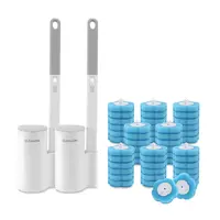 CLEALOM 2PCS Disposable Toilet Brush and Holder Set,Extended Handle with 48PCS Cleaner Refills,Toilet Brush for Toilet Bowl Cleaners,Bathroom Cleaning System for Sink,Bathtub,Basin,Urinal,Bathroom Cleaning Kit, Wall-Mount Scrubbing Toilet Brush