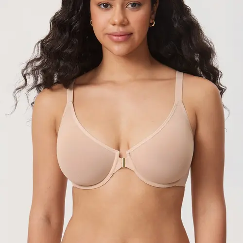 DELIMIRA Women's Cosnufy Posture Front Closure Bras Sheer Mesh Plus Size Underwire Unlined Bra