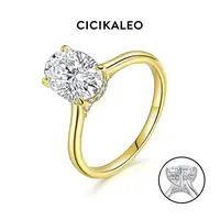 CICIKALEO 2CT Oval Cut Moissanite Rings for Women Lab-Created 18K Gold Plated Engagement Wedding Gift for Her R031 #Summervibes