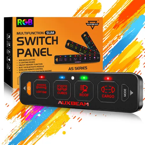 AS Series 4-Gang RGB Slim Switch Panel, AS-R40 Car Switch Control for Ambient Lighting Car, Outdoor Use, Car Ambient Lighting toolupgrade