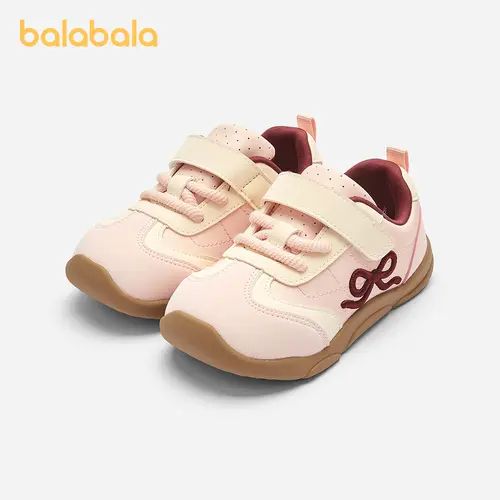 balabala Baby Girls' OG-Style Soft Soled Sneakers - Toddler Walking Shoes for First Steps, Wide Toe Box, Non-Slip, Breathable, Pink & Maroon, Soft Soled Shoes,sohochic