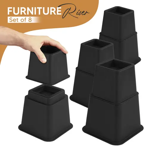 Utopia Bedding Adjustable Risers - Durable Bedding Accessories, Easy Install Set of 4, 3/5/8 in Heights, Heavy Duty for Couch/Desk, 1300 lbs Support, Under Furniture Storage