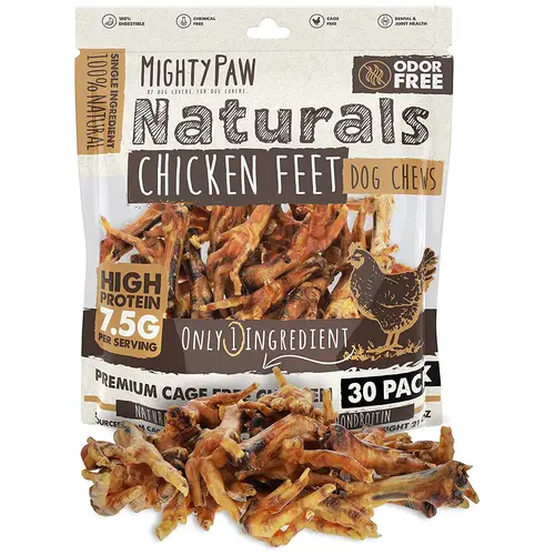 Mighty Paw Naturals All-Natural Chicken Feet Dog Chews - Crunchy, Protein-Rich, Grain-Free Treats for Joint Health