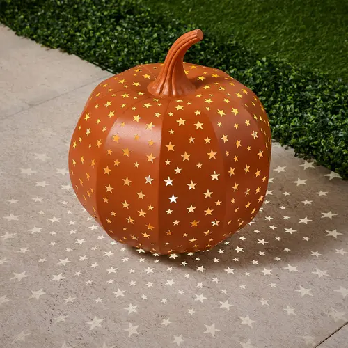 Martha Stewart 15" Illuminated Indoor/Outdoor Stargazer Metal Pumpkin