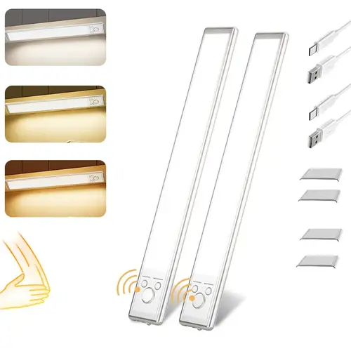 LED Strip Under Cabinet Lights, 76-LED Motion Sensor Magnetic Dimmable 1500mAh USB Rechargeable Wire-Free for Kitchen, Home Decor, Household Items Decor, Led Lights, Bendable Under-Cabinet Lights, Lighting, Thanksgiving,sohochic