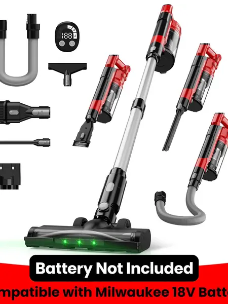 【No Battery】 350W Cordless Vacuum Cleaner sultable for Milwaukee M18 Battery/for Dewalt 20v Battery/ for Makita 18V Battery, 35kPa Brushless Lightweight Stick Vacuum with 3 Mode Suction, 6 in 1 Stick Vacuum Cleaner with HEPA TOr Floor, Carpet, Car,sohochi