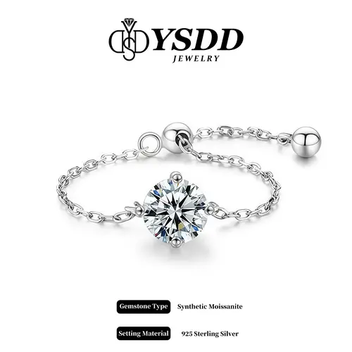 【#463 Today's Special】1CT Adjustable Chain Size 2- Size 10 vvs Synthetic Moissanite Rings in 925 Sterling Silver