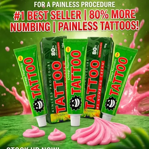 Tattoo Numbing Cream - Green 80% International -  Pain Free Tattoos - Effective Numbing Formula for No-Distraction Tattoos