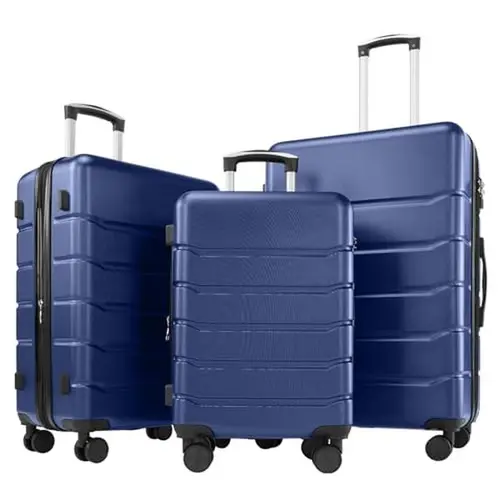 Sweetcrispy Sturdy ABS Hard Shell Luggage Sets (20"/24"/28") - 4-Wheeled Spinner, Lightweight Expandable International Travel Case with TSA Lock, Adjustable Handle Rolling Luggage