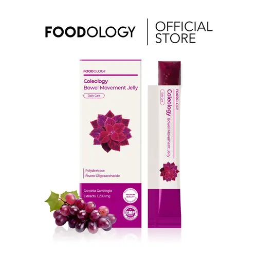 [FOODOLOGY] Coleology Bowel Movement Jelly | Gut Comfort Relieves Bloating and Supports more Comfortable Grape-Flavored Jelly Sticks,Fiber Supplement , Garcinia Cambogia, Collagen, Chia Seeds-1 Pack of 10