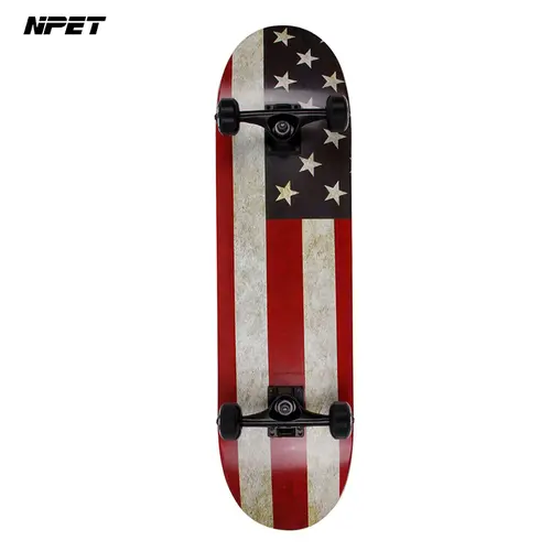 NPET 31-Inch Skateboard with USA Flag Wrap Graphic - 7-Ply Maple Deck, Skateboard Trucks, Rubber Wheels, High-Performance ABEC-9 Bearings, Sturdy Lightweight Build, for Beginners & Pros, Smooth Ride,sohochic