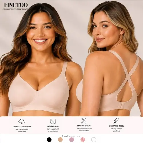 FINETOO 1PC Cloud-like Marshmallow Touch 24-hour Burden-free Companion Support Non-slip Cup Seamless Bra S-3XL womenswear sohochic
