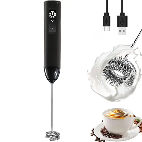 Milk Frother Rechargeable Handheld Electric Whisk Coffee Frother Mixer 3 Speed Adjustable Foam Maker Blender for Coffee Matcha Latte Cappuccino Hot Chocolate Portable Powerful Easy to Clean - coffee tool Cream Espresso Tools