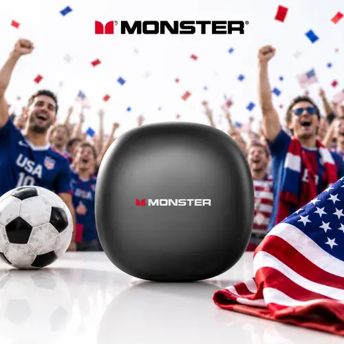 Monster Open-Ear Wireless Mic Earphones - Secure Earhook, Noise-Cancelling, 165H Playtime, Bluetooth 6.0, Sweatproof, Lightweight Comfortable Audio Earbud for Outdoor Activities, Back to School Gifts