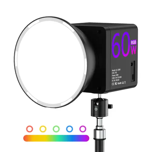X.MAMEN Squaro 60W RGB Photographic Fill Light - Video Light Lamp with Adjustable Hue, 2500-6500K Color Temperature, Type-C PD Fast Charge, Handheld Stand for Quick Setups, Compact for Vlogging & Studio Use