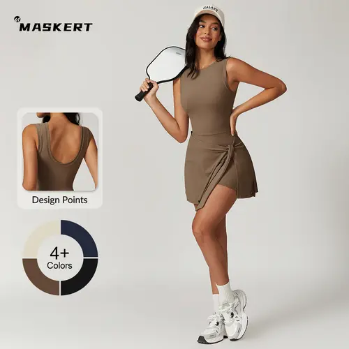 MASKERT Women's High Elasticity Dress Tummy Control Buttery Soft Activewear for Fitness & Commuting