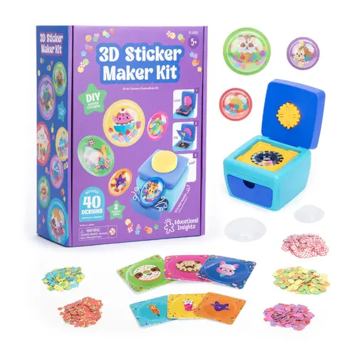 Educational Insights 3D Sticker Maker DIY Kit / Refill Pack: Puffy Stickers, Mess-Free Craft, Perfect Holiday Gift, 40 Stickers, Kids 5+