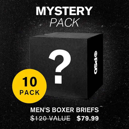 PSD Mens Mystery Boxer Brief 10-Pack Bundle - Standard Length 7 Inch Inseam, Soft, Stretchy, and Breathable Poly Blend Fabric