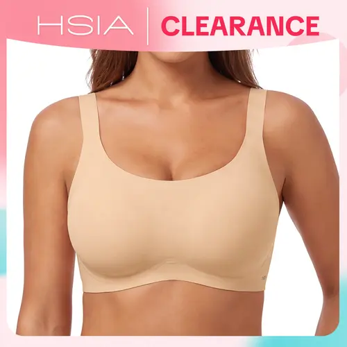 HSIA Lola Plus Size Full Coverage S-5XL Wireless Jelly Bra for Women Seamless Adjusted 3cm Wide Straps Comfort Bralette W Shape Supportive Ultra-Soft Fabric Square Neck U-Shaped Back Daily Lift Comfortable Smooth Back No Underwire Tshirt Bras