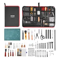 VEVOR Leather Working Tools Kit,  61 PCS Leather Craft Tools with Portable Canvas Storage Bag, Engraving Punching Sewing Stamping Sanding Tools, Ideal for Beginners DIY Enthusiasts and Professionals,toolupgrade