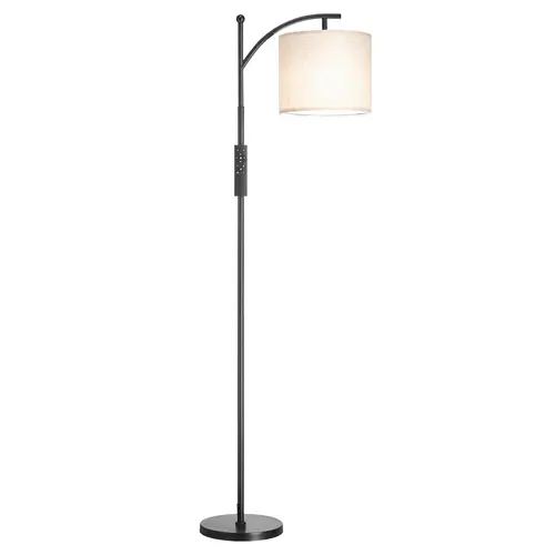 【DealsForYouDays】VEVOR Dimmable Floor Lamp with Remote & Foot Switch,9W LED3000K-6500K Color Temp10%-100% Brightness270° Horizontal & 90° Vertical RotationModern Black Iron PoleBeige Linen Shade
