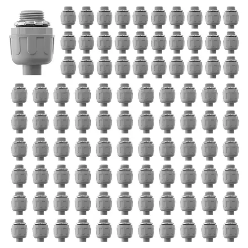 【toolupgrade】VEVOR 1/2 inch Liquid Tight Connector, 100 Packs, Non-Metallic Electrical Conduit Fitting, Flame-Retardant PA6 Nylon Flexible Conduit Connector, for Home Kitchen Bathroom Tube Tool Supplies, Gray