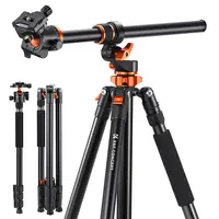 K&F CONCEPT Photograph Tripod, 90in/2.3m Ultra High Adjustable Camera Tripod with Metal Ball Head, 10KG Load, Gimbal Pan, Horizontal Overhead Shooting, Detachable Monopod, Camera Accessories for Indoor/Outdoor Use (T254A7+BH-28L)