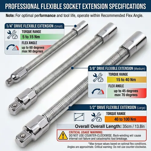 1/2 Inch 35cm Multifunctional Socket Wrench Set - 3 Bendable Shafts, Wrench Extender, Connecting Rod - Work Tools, Cars Accessories, Car Stuff, Field Mechanic Tools for Home Use,father'sdaygifts,car accessories,sohochic