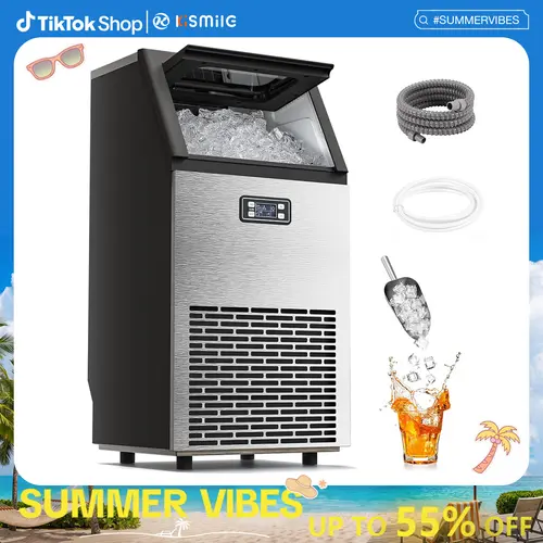 Kismile Commercial Ice Maker Machine, 2026 Upgraded 66lbs/80lbs/100lbs/120Ibs 24H Stainless Steel Ice Machine with 33lbs Storage Capacity, Self-Cleaning Freestanding Ice Maker for Home Bar Restaurant Office Outdoor,home essentials,sohochic