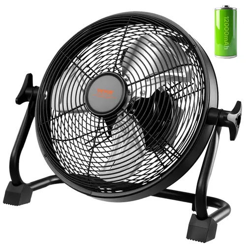 【Summerfinds】VEVOR 10-in Battery Powered Portable Fan Adjustable 360-Degree Manual RotationHigh Velocity Camping Fan with Metal FrameCopper Brushless MotorRechargeable for FishingPicnickingBattery Powered FanAdjustable Fans, Battery Powered Fan, Father'