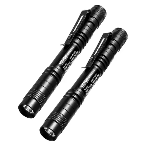 VEVOR 2-Pack Sturdy Aluminum Alloy Pen Lights, 100 Lumens AAA Pocket Flashlights with Clip Mount, IPX4 Waterproof, Compact Lightweight EDC Work Accessories for Inspection, Tightspace Reach, Outdoors, Tools and Gadgets, Batteries,toolupgrade