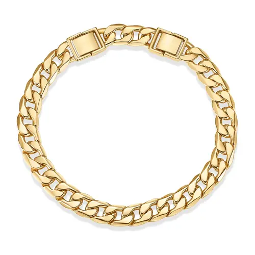 PAVOI 14K Gold Plated Chunky Curb Chain Anklet for Women - Lightweight Flat Curb Link Chain Anklets - Trendy Summer Gold Jewelry