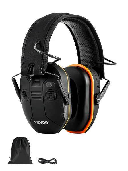 【DealsForYouDays】VEVOR Bluetooth Safety Earmuffs (Ear DefendersProtective OptionWork Safety Gear) with NRR23dB Noise ReductionCarry BagCableBlack-Orange DesignProtective Ear Muffs, Ear Protectors, Work Accessories